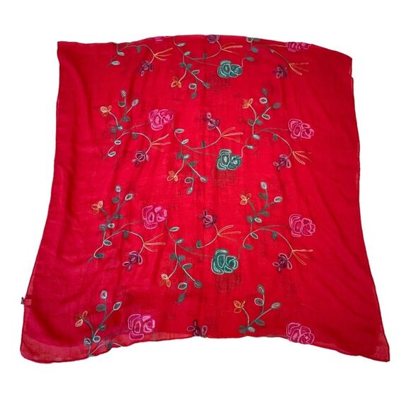 NEW Vintage Embroidered Floral Print Scarf - Picture 1 of 5